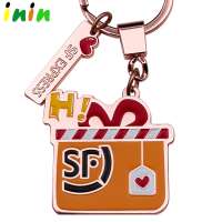 Custom metal good quality hard enamel copper color envelope  keychain