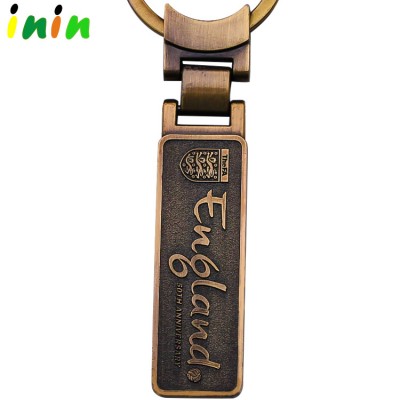 Special custom metal England club antique gold anniversary keychain