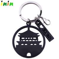 Custom good quality metal cut out gun black key chain